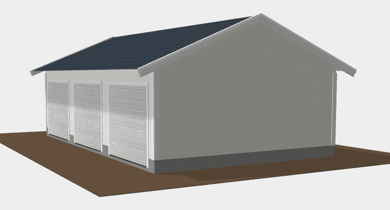 Fleksibel rekkegarasje – 3 meter plasser med saltak og innvendige skillevegger