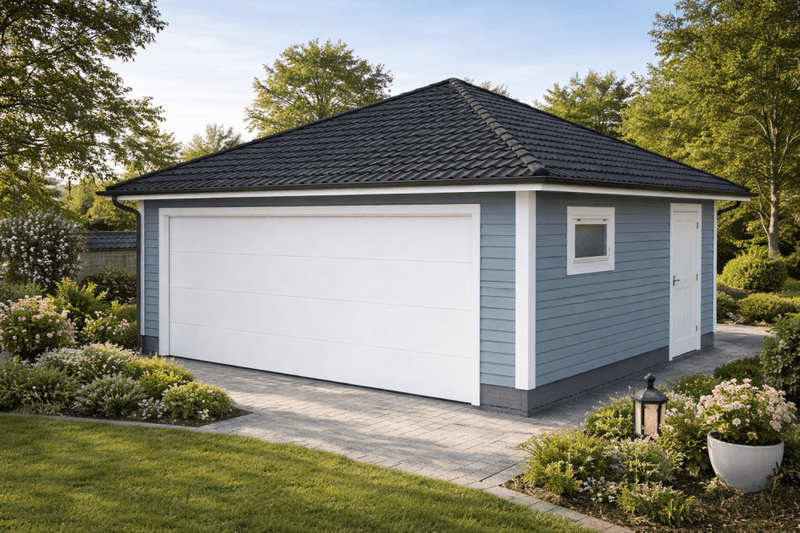 Dobbelgarasje 6,0 × 6,0 m – pyramidetak, ferdige elementer