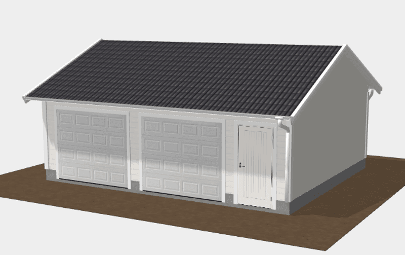 Dobbelgarasje 6,2 × 7,8 m – 22° saltak innkjøring på langside, ferdige elementer