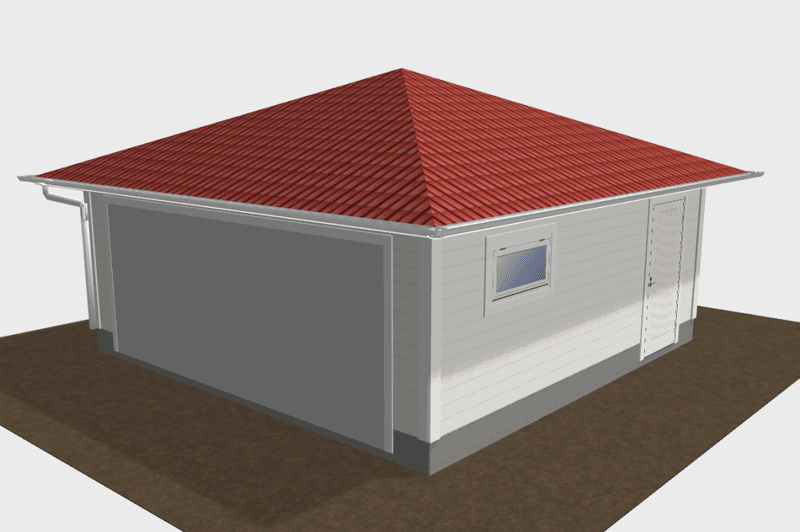 Dobbelgarasje 6,0 × 6,0 m – pyramidetak, ferdige elementer